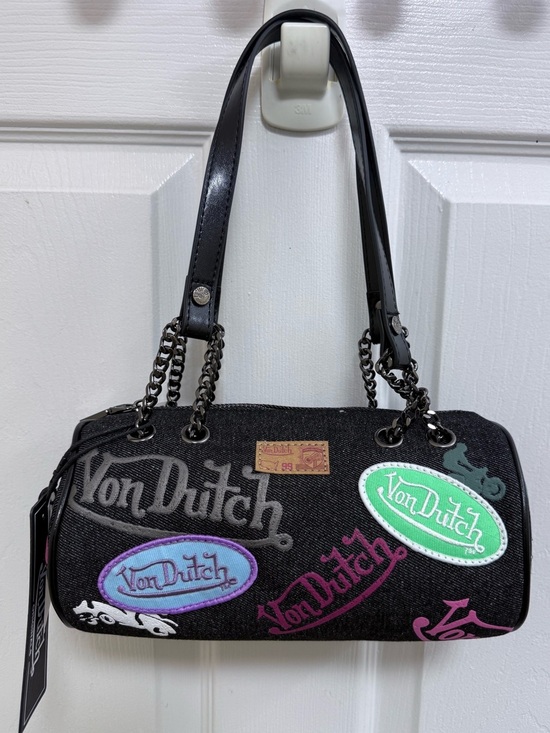 Von Dutch Handbags - NWT Von Dutch Barrel Bag in Dark Denim MSRP $149
